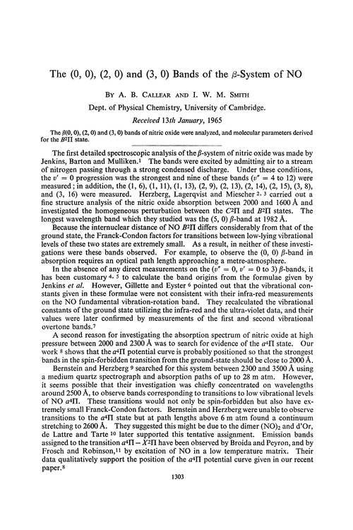 The (0, 0), (2, 0) and (3, 0) bands of the β-system of NO