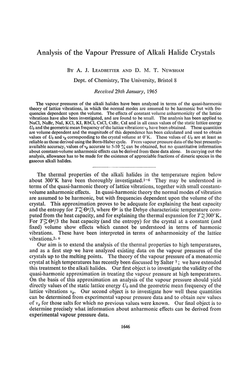 Analysis of the vapour pressure of alkali halide crystals