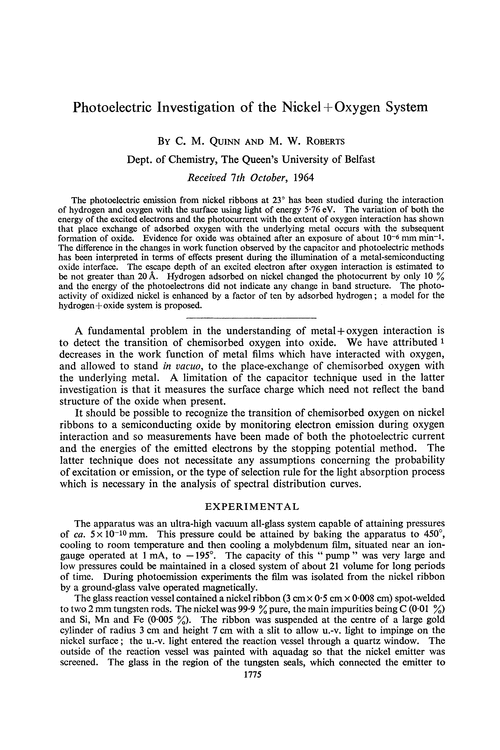 Photoelectric investigation of the nickel + oxygen system