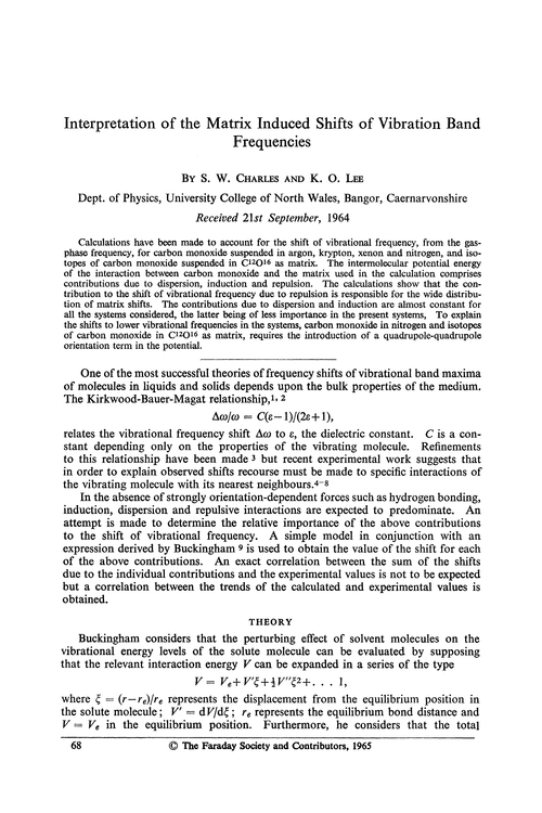 Interpretation of the matrix induced shifts of vibration band frequencies