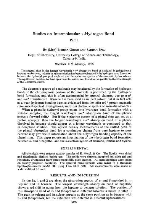 Studies on intermolecular π-hydrogen bond. Part 1