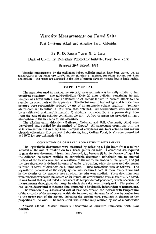 Viscosity measurements on fused salts. Part 2.—Some alkali and alkaline earth chlorides
