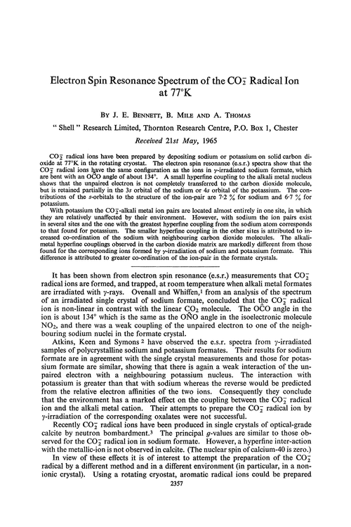 Electron spin resonance spectrum of the CO radical ion at 77°K