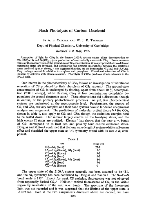 Flash photolysis of carbon diselenid