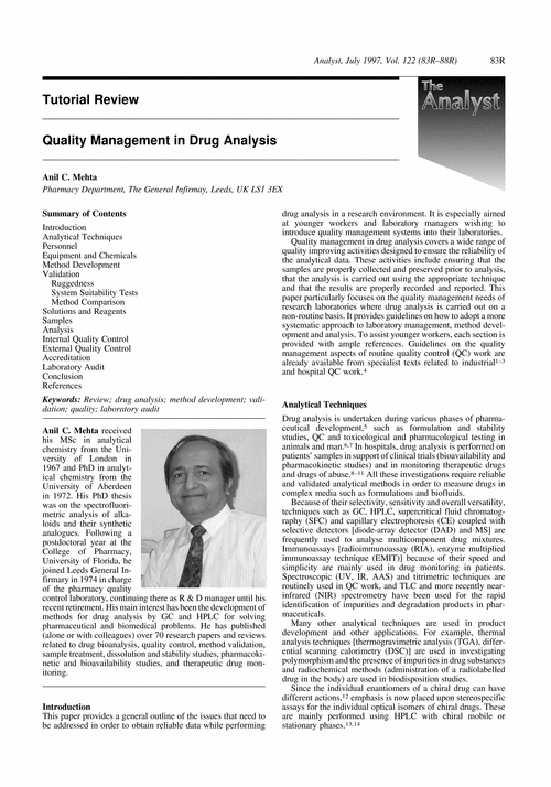Quality Management in Drug Analysis