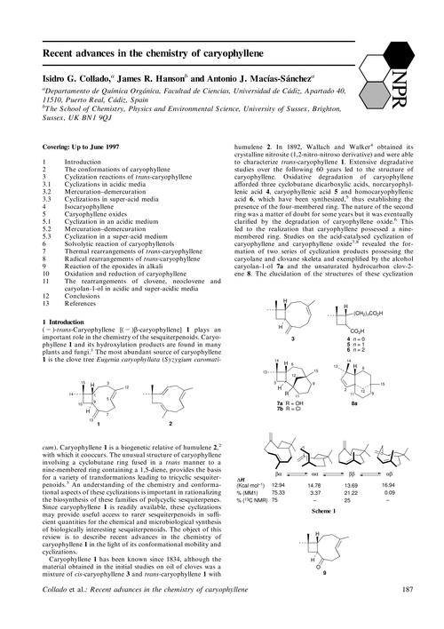 Recent advances in the chemistry of caryophyllene