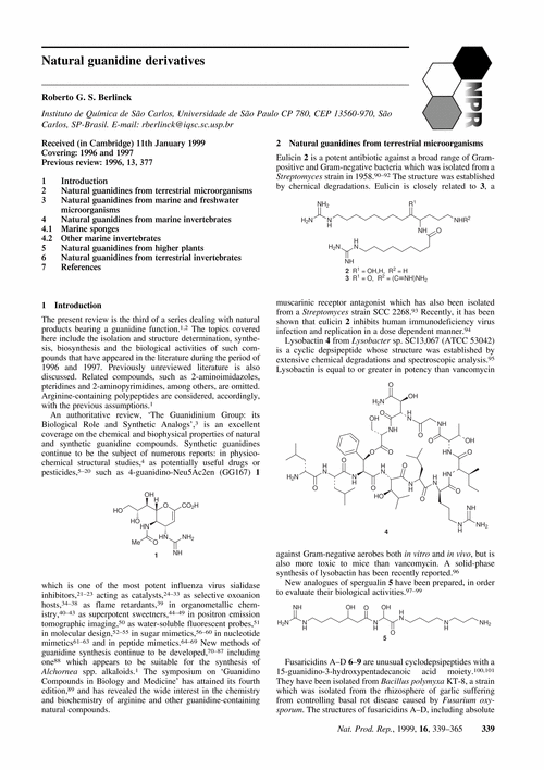 Natural guanidine derivatives