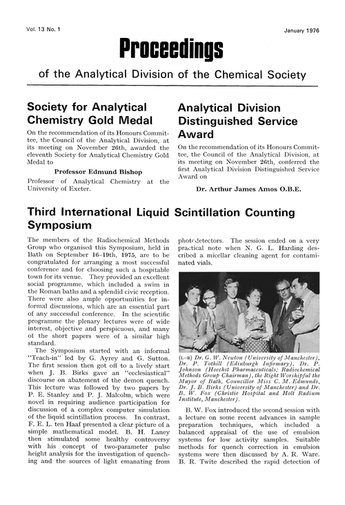 Third International Liquid Scintillation Counting Symposium