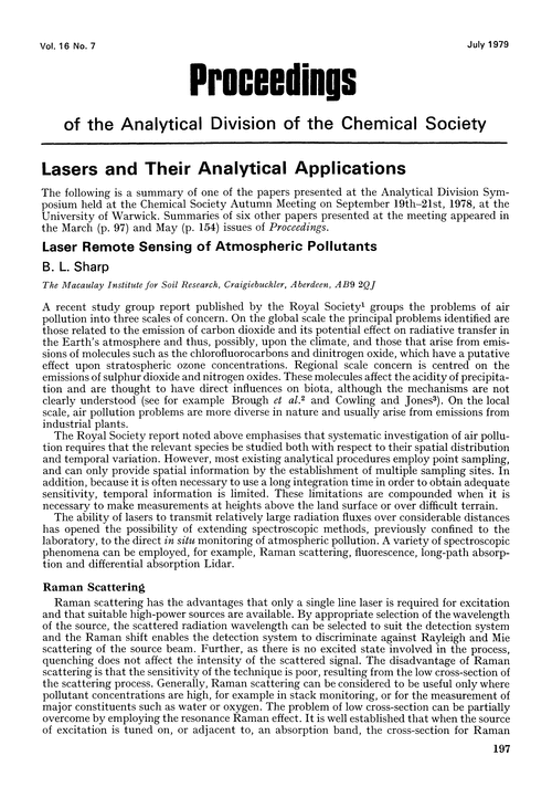 Lasers and their analytical applications. Laser remote sensing of atmospheric pollutants