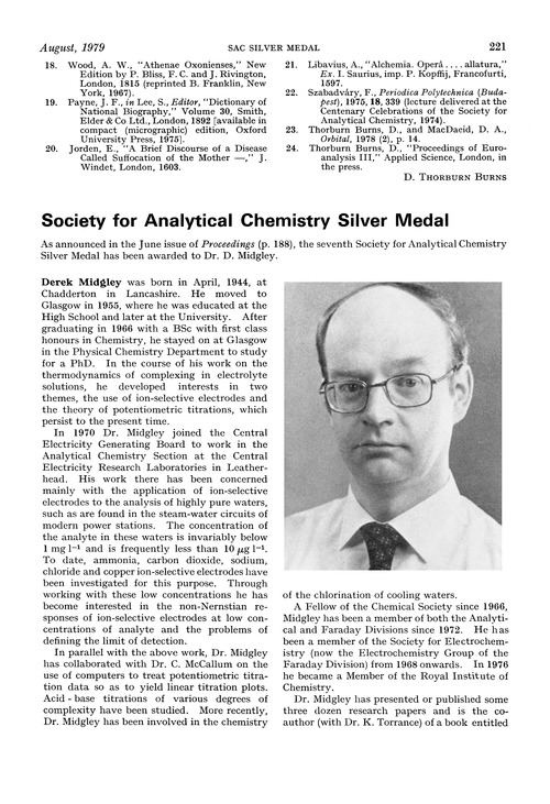 Society for Analytical Chemistry Silver Medal