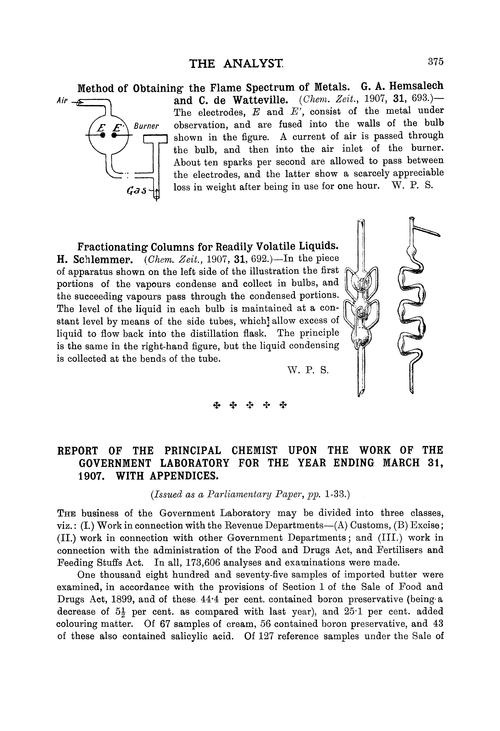 Report of the Principal Chemist upon the work of the Government Laboratory for the year ending March 31, 1907. With appendices