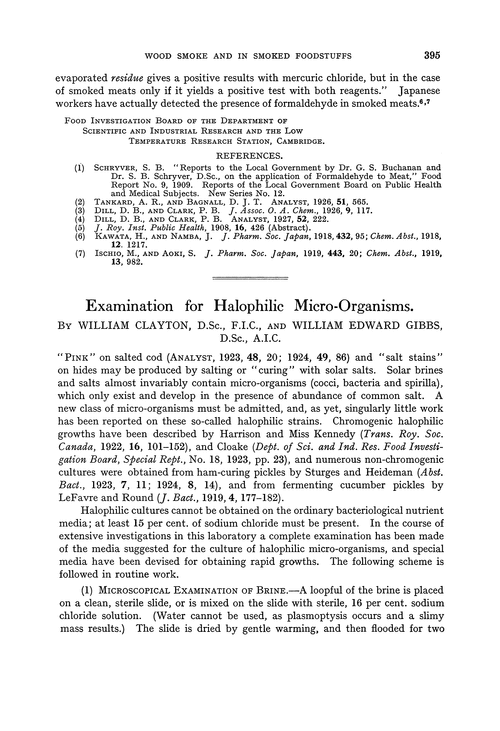 Examination for halophilic micro-organisms