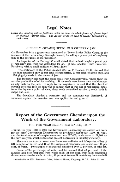 Report of the Government Chemist upon the work of the Government Laboratory