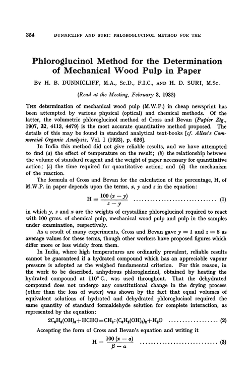 Phloroglucinol method for the determination of mechanical wood pulp in paper