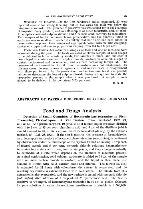 Food and drugs analysis