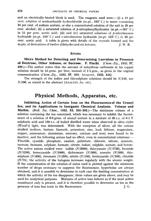 Physical methods, apparatus, etc.