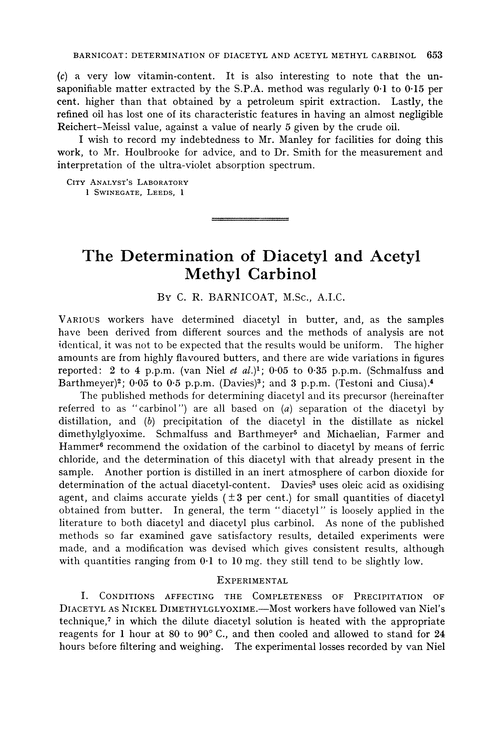 The determination of diacetyl and acetyl methyl carbinol