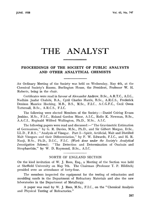Proceedings of the Society of Public Analysts and other Analytical Chemists