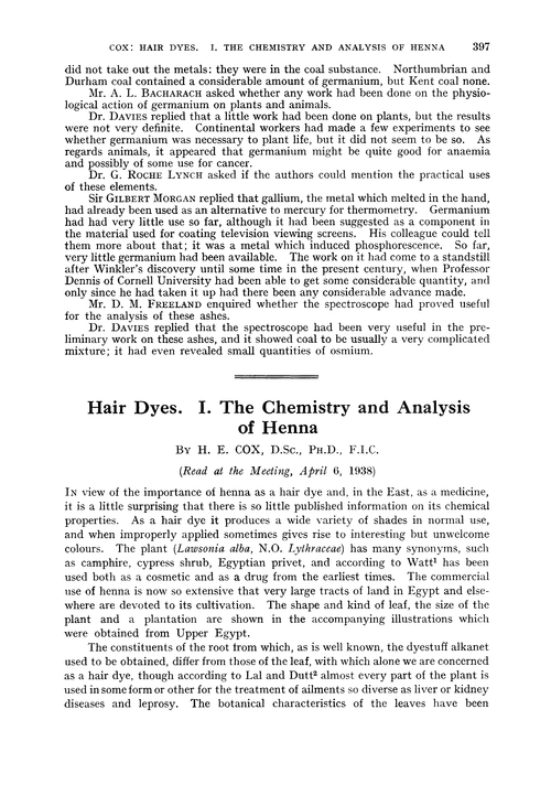 Hair dyes. I. The chemistry and analysis of henna