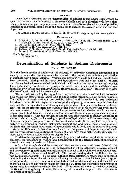 Determination of sulphate in sodium dichromate