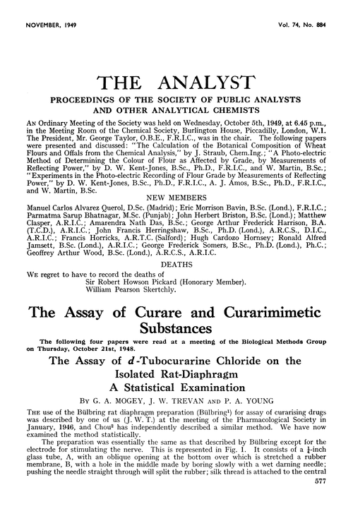The assay of curare and curarimimetic substances