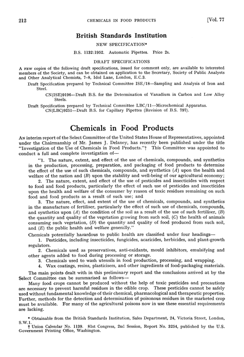 Chemicals in food products