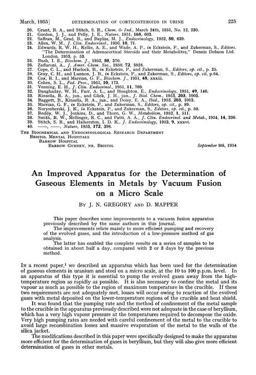 An improved apparatus for the determination of gaseous elements in metals by vacuum fusion on a micro scale