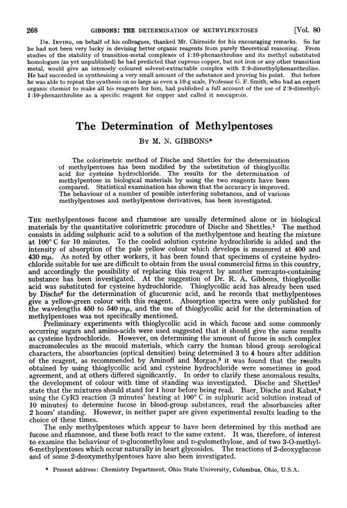 The determination of methylpentoses