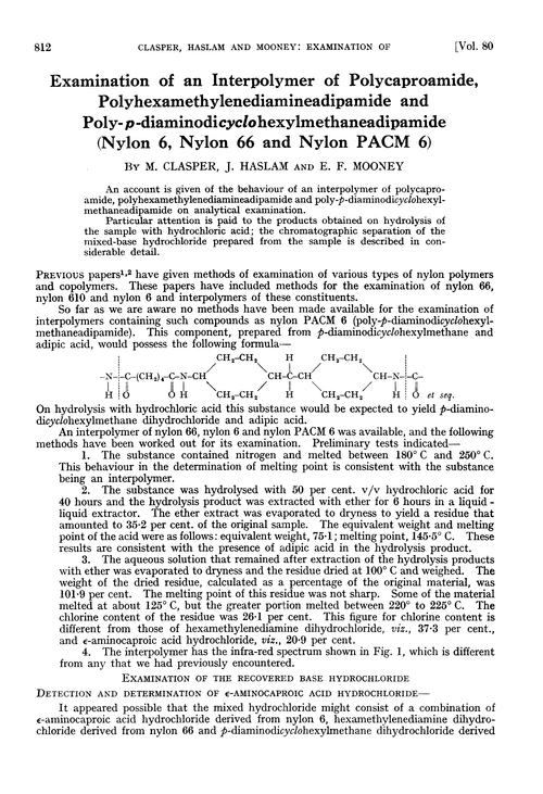 Examination of an interpolymer of polycaproamide, polyhexamethylenediamineadipamide and poly-p-diaminodicyclohexylmethaneadipamide (nylon 6, nylon 66 and nylon PACM 6)