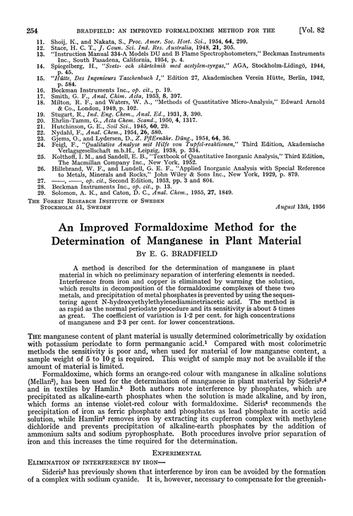An improved formaldoxime method for the determination of manganese in plant material