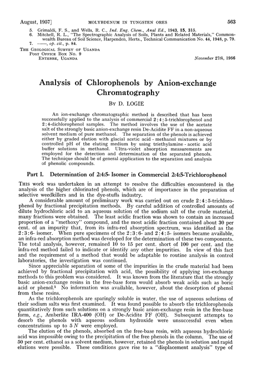 Analysis of chlorophenols by anion-exchange chromatography