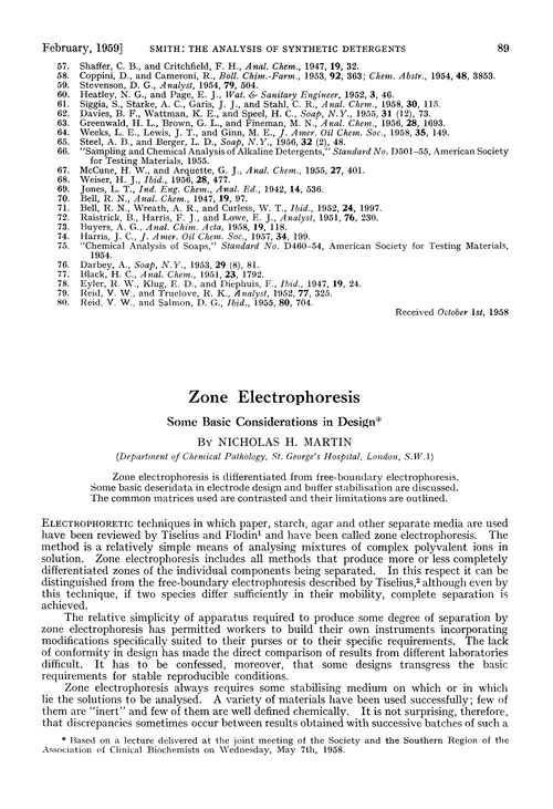 Zone electrophoresis. Some basic considerations in design