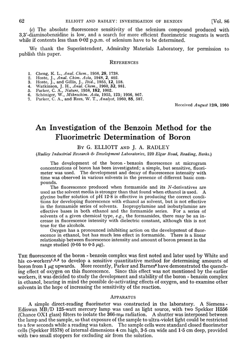 An investigation of the benzoin method for the fluorimetric determination of boron