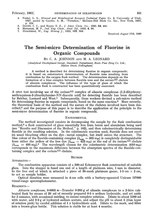The semi-micro determination of fluorine in organic compounds