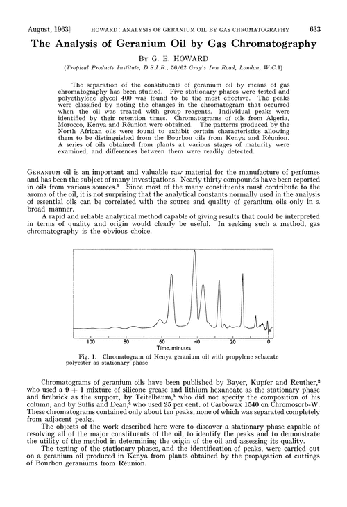 The analysis of geranium oil by gas chromatography
