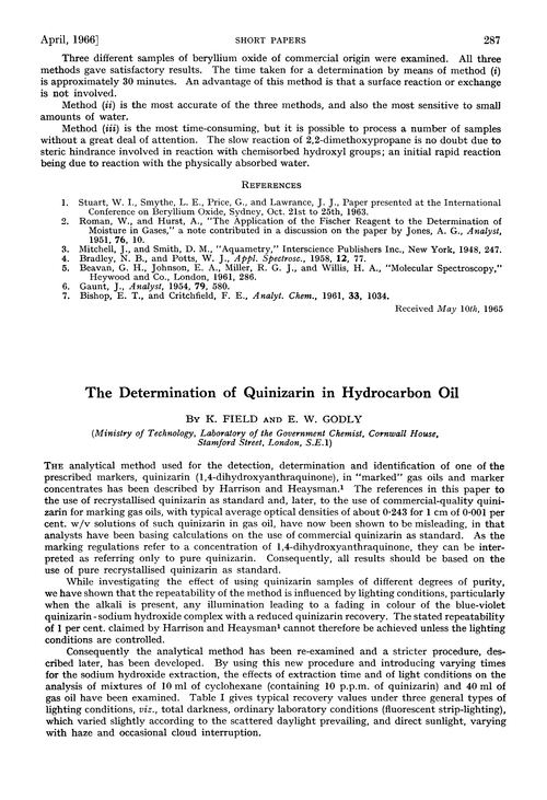 The determination of quinizarin in hydrocarbon oil