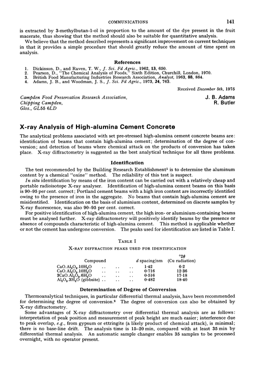 X-ray analysis of high-alumina cement concrete