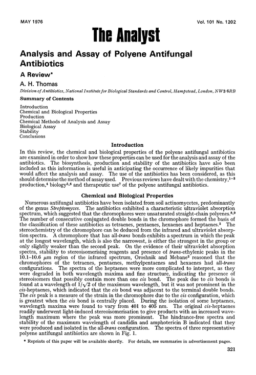Analysis and assay of polyene antifungal antibiotics. A review