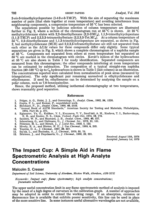 The impact cup: a simple aid in flame spectrometric analysis at high analyte concentrations