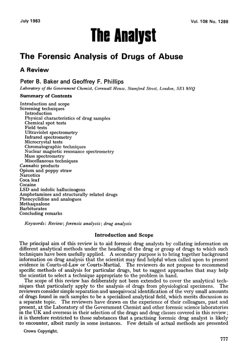 The forensic analysis of drugs of abuse. A review