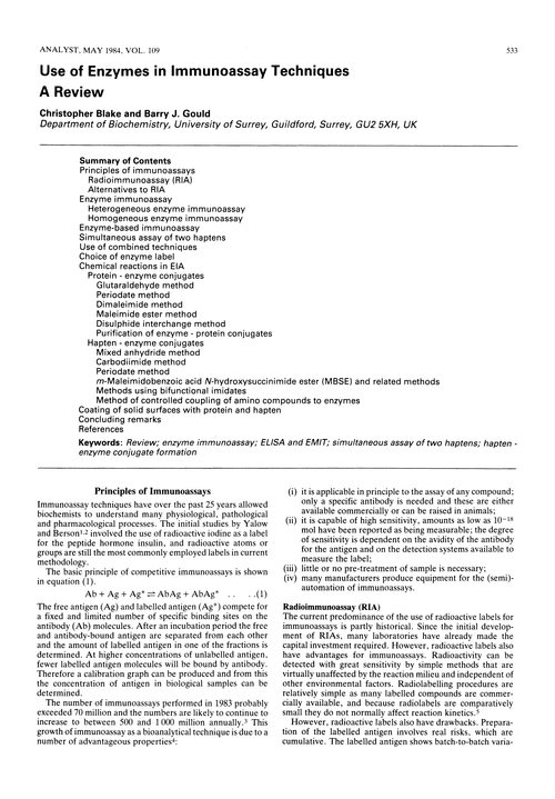 Use of enzymes in immunoassay techniques. A review