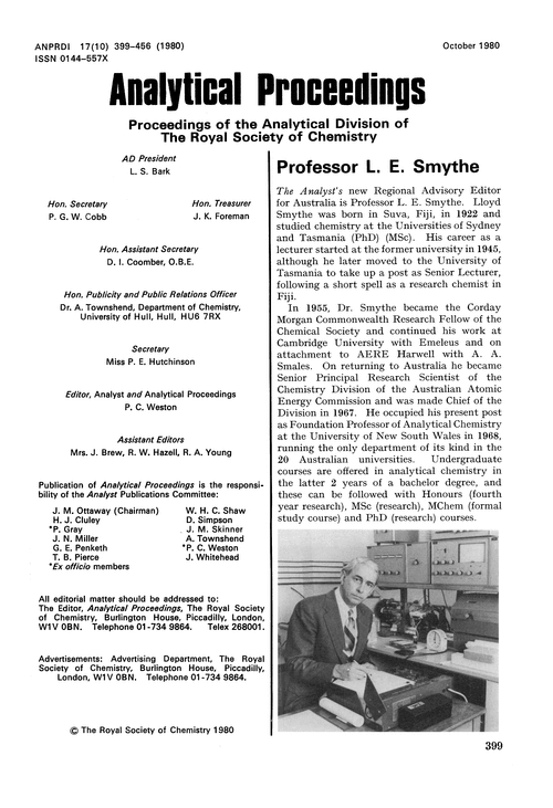 Professor L. E. Smythe