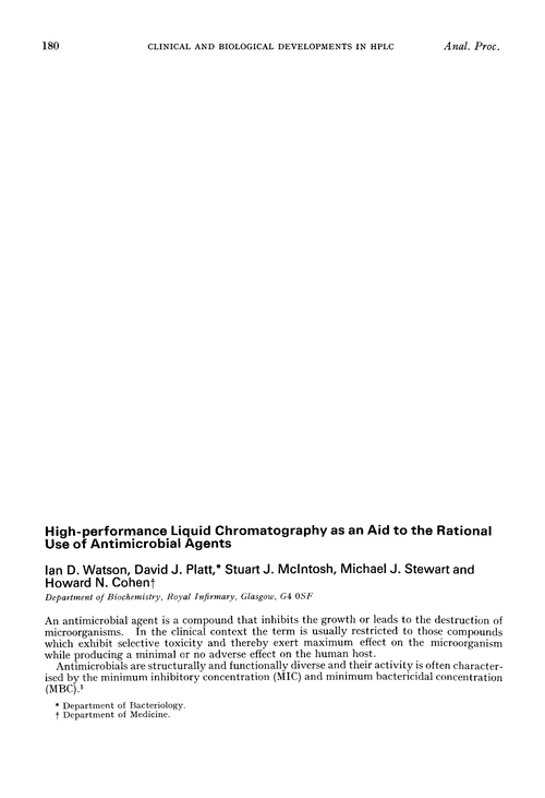 High-performance liquid chromatography as an aid to the rational use of antimicrobial agents