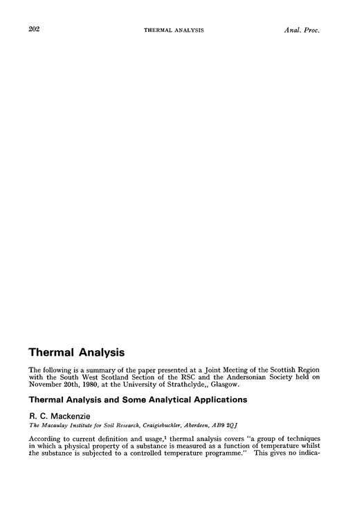 Thermal analysis