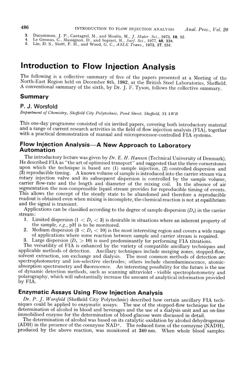 Introduction to flow injection analysis
