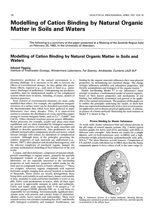 Modelling of cation binding by natural organic matter in soils and waters