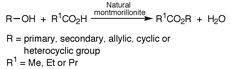 Acylation of alcohols with carboxylic acids the evolution of compatible acidic sites in montmorillonites