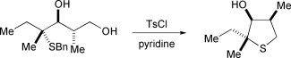 Graphical abstract: The scope and limitation of the [1,4]-Sbenzyl participation and debenzylation in the stereochemically controlled synthesis of substituted thiolanes