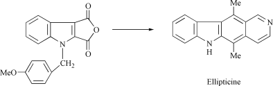 Graphical abstract: Synthesis of ellipticine by reaction of 1-(4-methoxybenzyl)indole-2,3-dicarboxylic anhydride with (3-bromo-4-pyridyl)triisopropoxytitanium