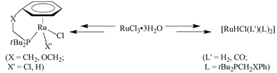 Graphical abstract: A series of ruthenium(ii) complexes containing the bulky, functionalized trialkylphosphines tBu2PCH2XC6H5 as ligands